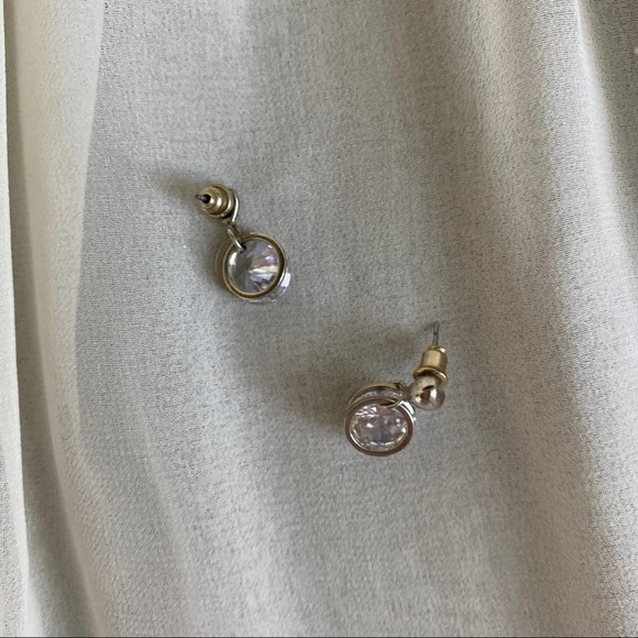 VTG CZ Diamond Front Back Circle Dangle Earrings - Picture 6 of 6